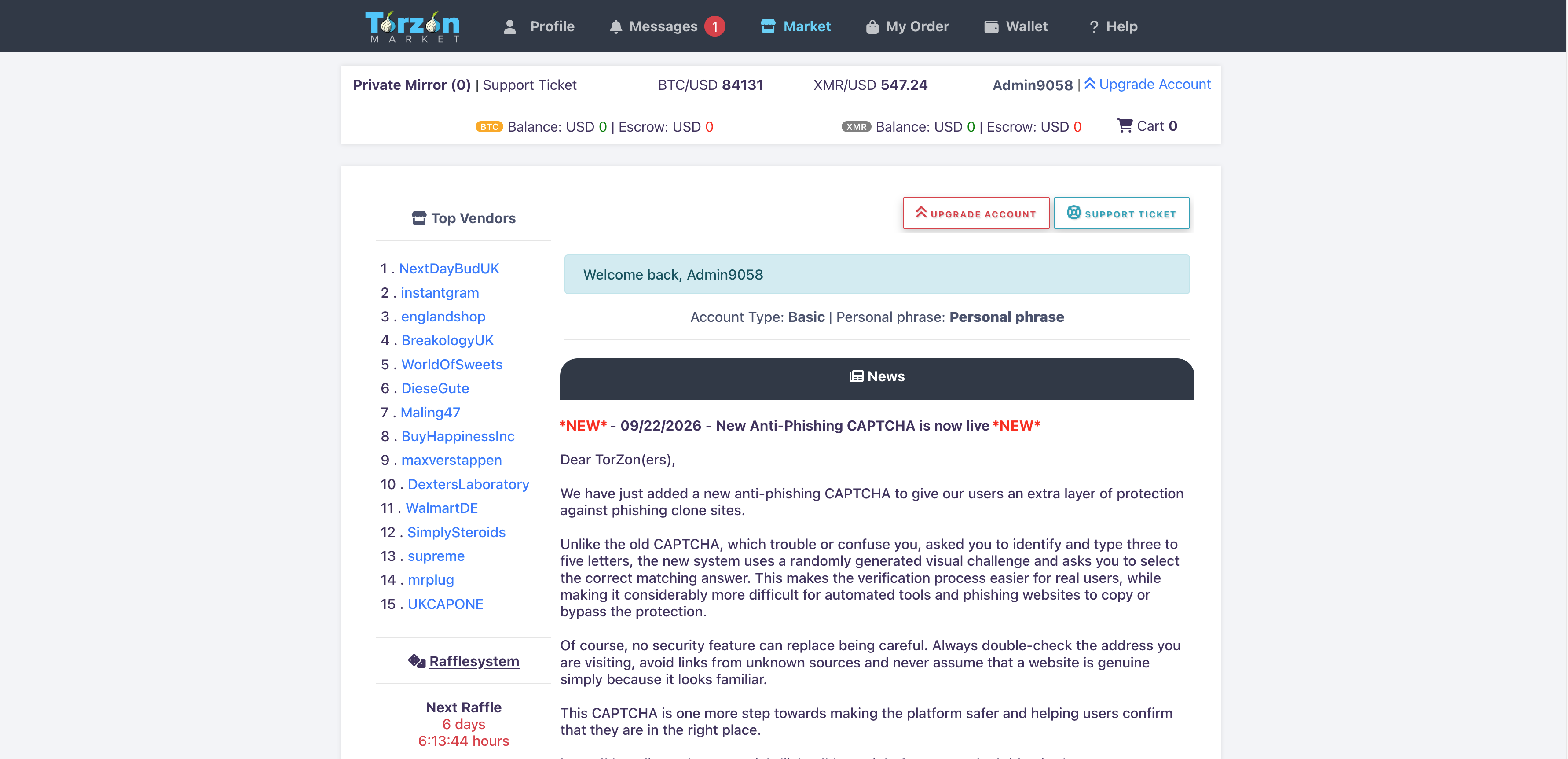 Torzon Market Interface