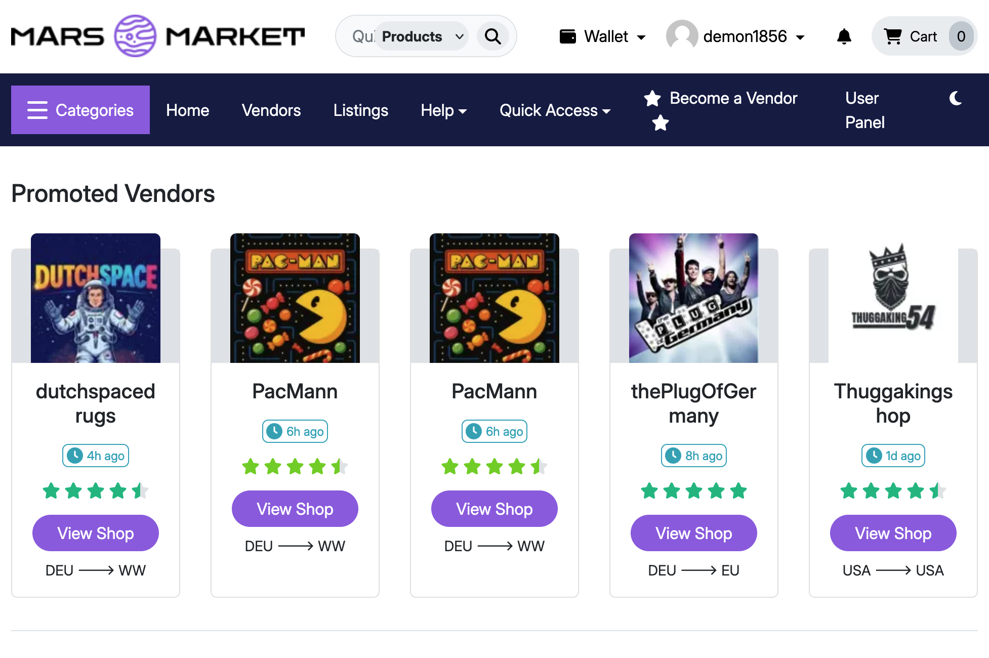 Mars Market Interface